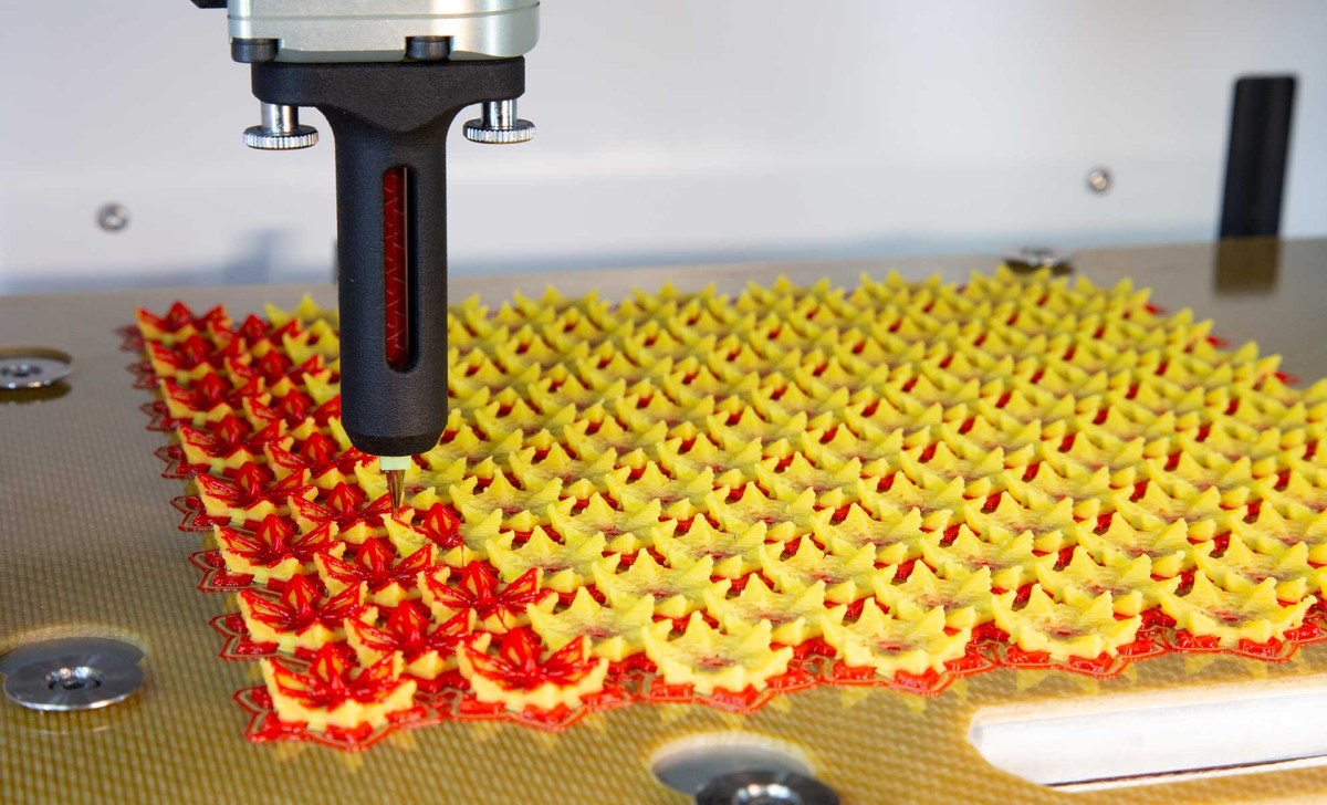 Red Silicone Fabric printed with support material